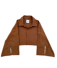 AYNA - 002 EMBROIDERED CROPPED BUTTON UP SHIRT