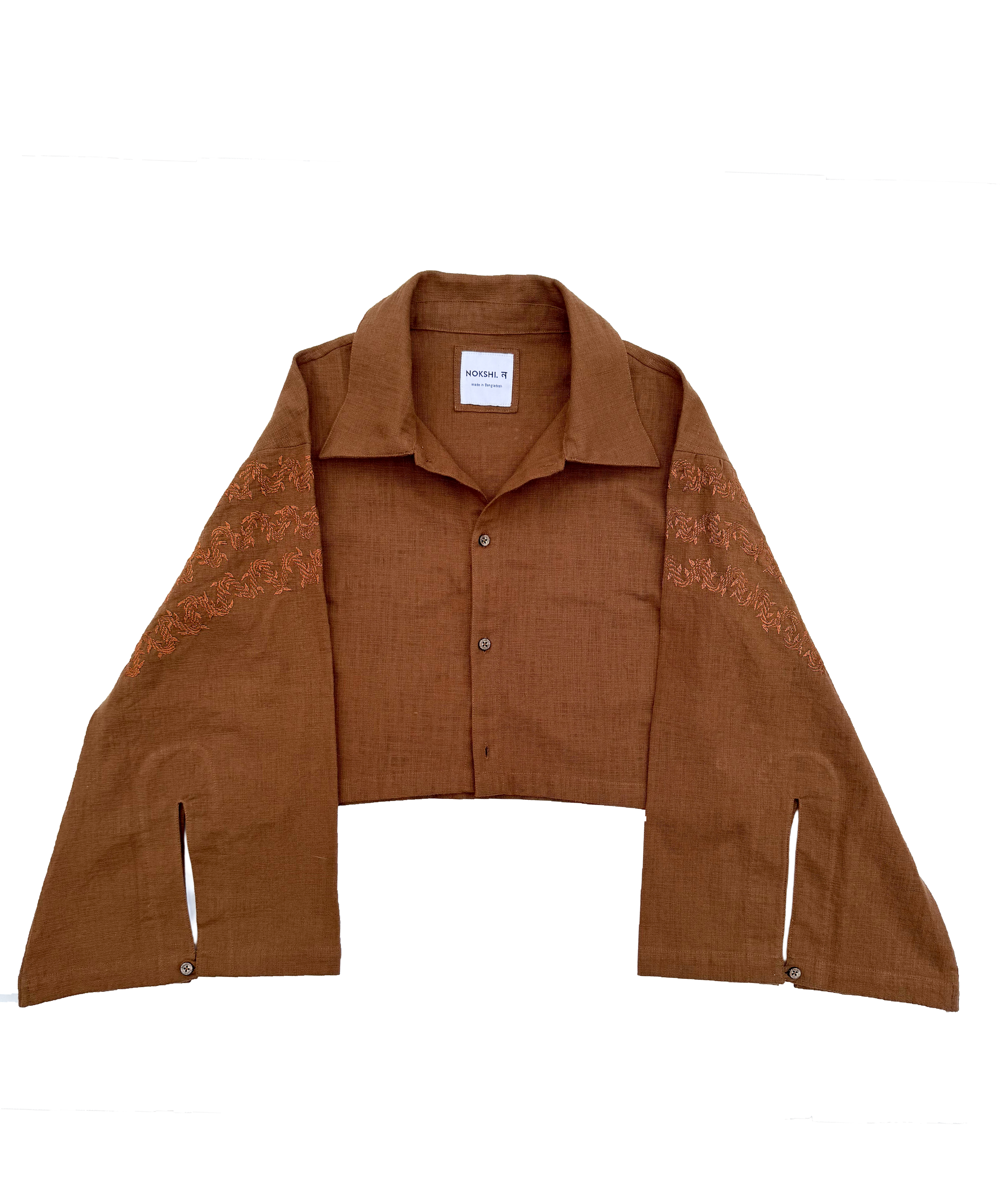 AYNA - 002 EMBROIDERED CROPPED BUTTON UP SHIRT