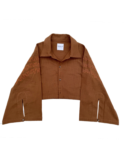 AYNA - 002 EMBROIDERED CROPPED BUTTON UP SHIRT